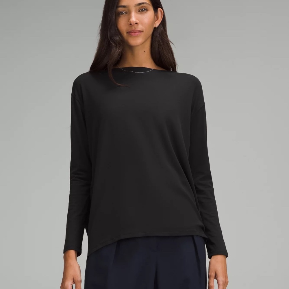 Lululemon Athletica Black Oversized Long Sleeve Blouse Back in Action Nulu